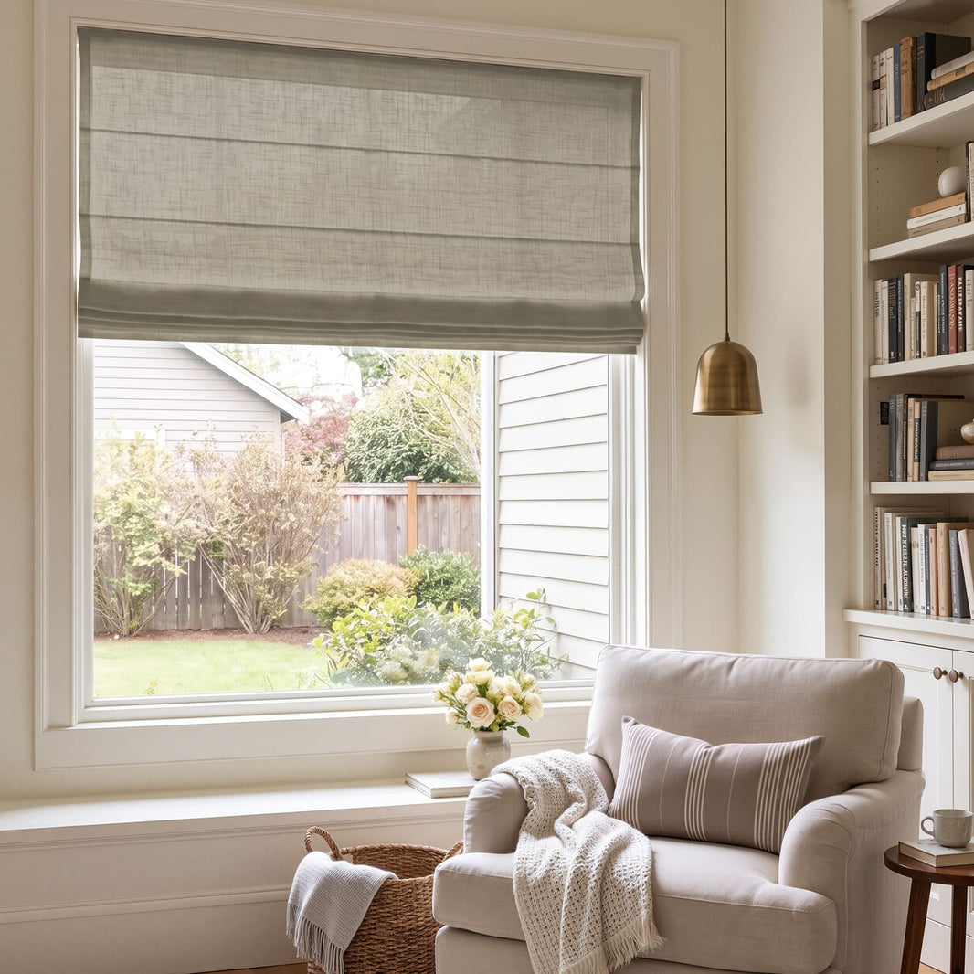 Emery Linen Light Filtering Roman Shade