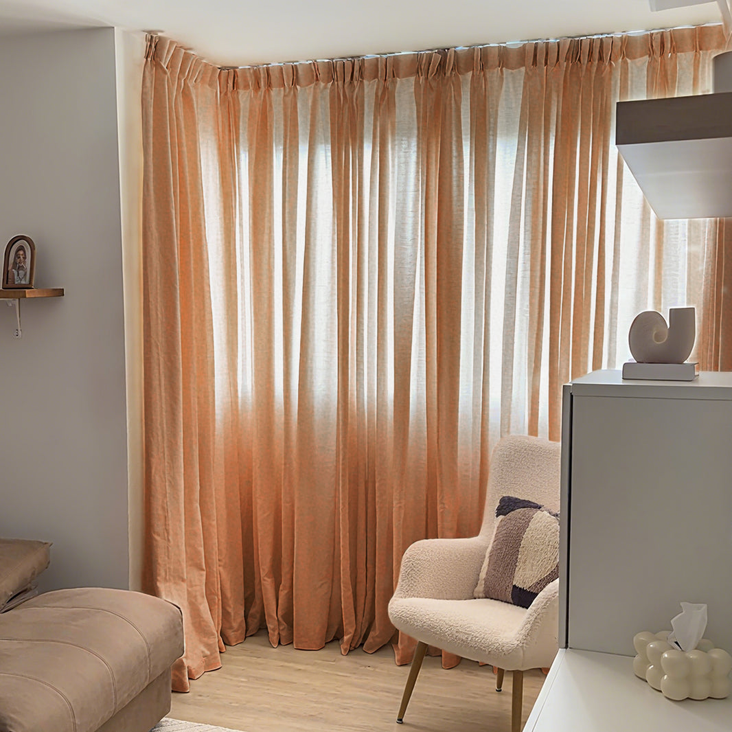 Joydeco Custom Linen Living Room Curtain | Semi-Sheer Light Filtering Panel with Rod Pocket & Back Tab