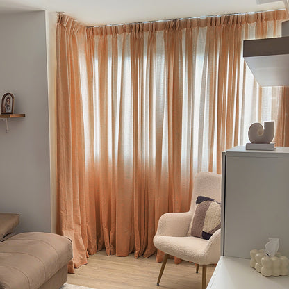 Joydeco Custom Linen Living Room Curtain | Semi-Sheer Light Filtering Panel with Rod Pocket & Back Tab