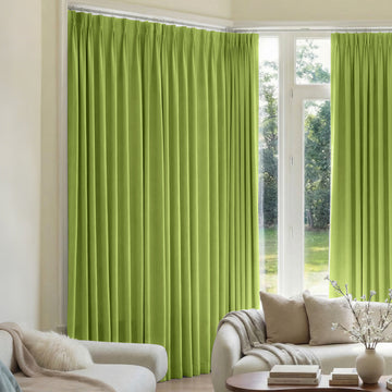 Mason Triple Weave custom blackout curtains in lime green.