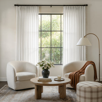 Joydeco Meadow Geometric Jacquard Sheer Curtain, white, light-filtering.