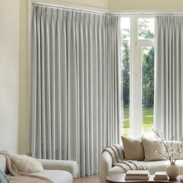 Mason Triple Weave Blackout Curtain in light grey custom window treatment