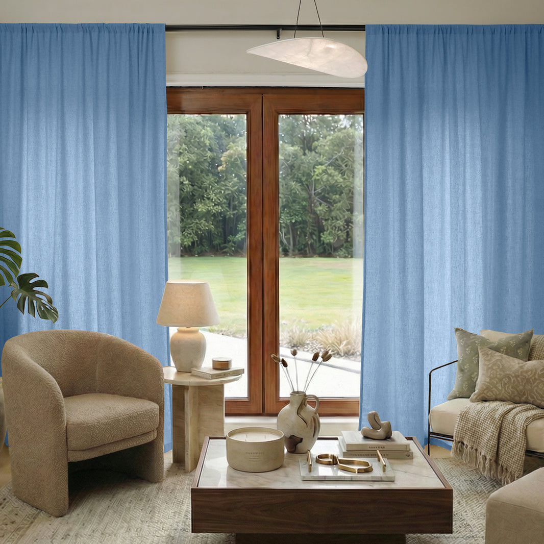 Essential Faux Linen 100% Blackout Curtain