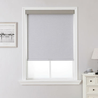 Joydeco 100% Blackout Roller Shades (Pro), Free-Stop Cordless Blinds for Windows, UV Protection, Natural Woven Blinds for Home and Office, Light-Proof Aluminum Cover