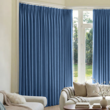 Mason Triple Weave blue pleated custom blackout curtains