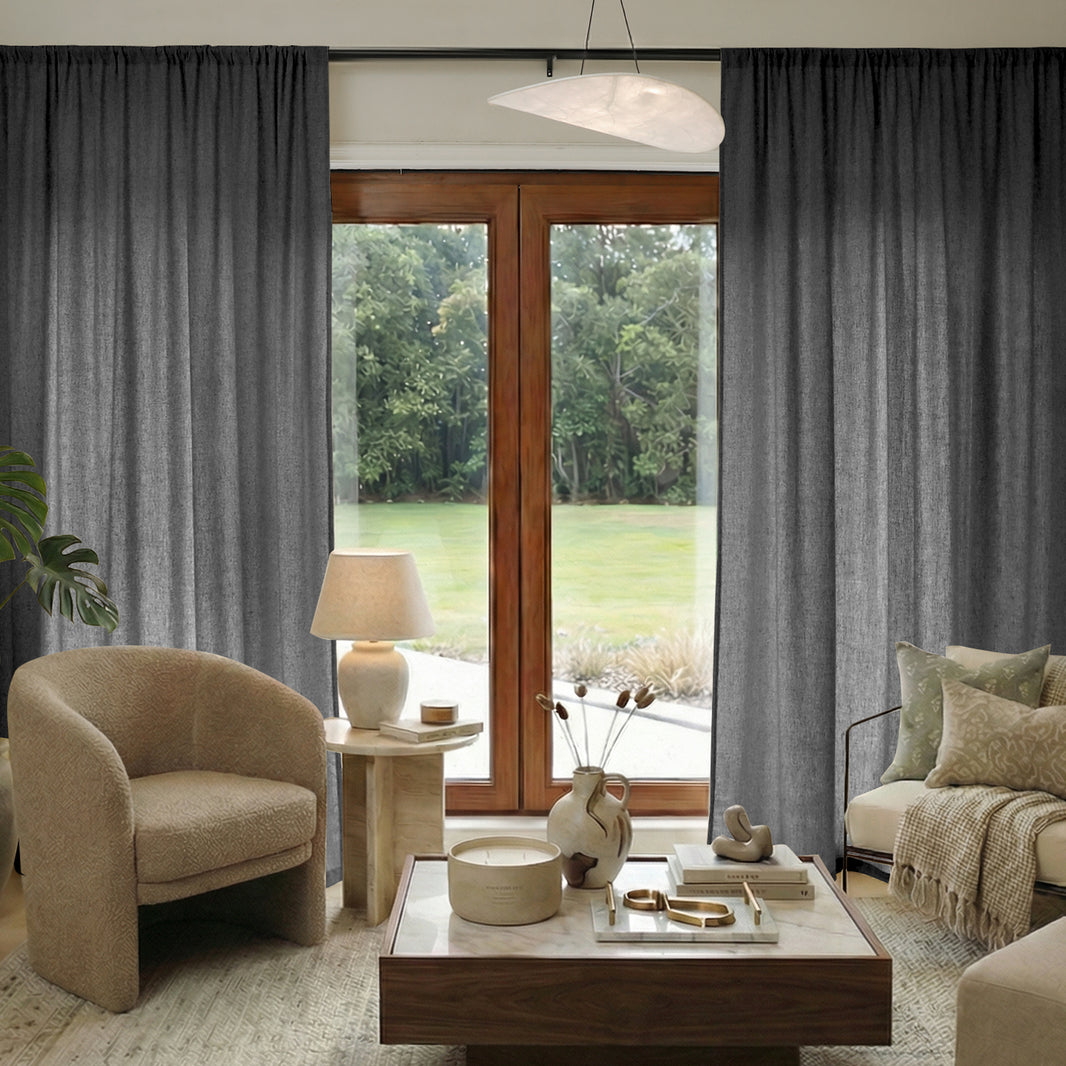 Essential Faux Linen 100% Blackout Curtain