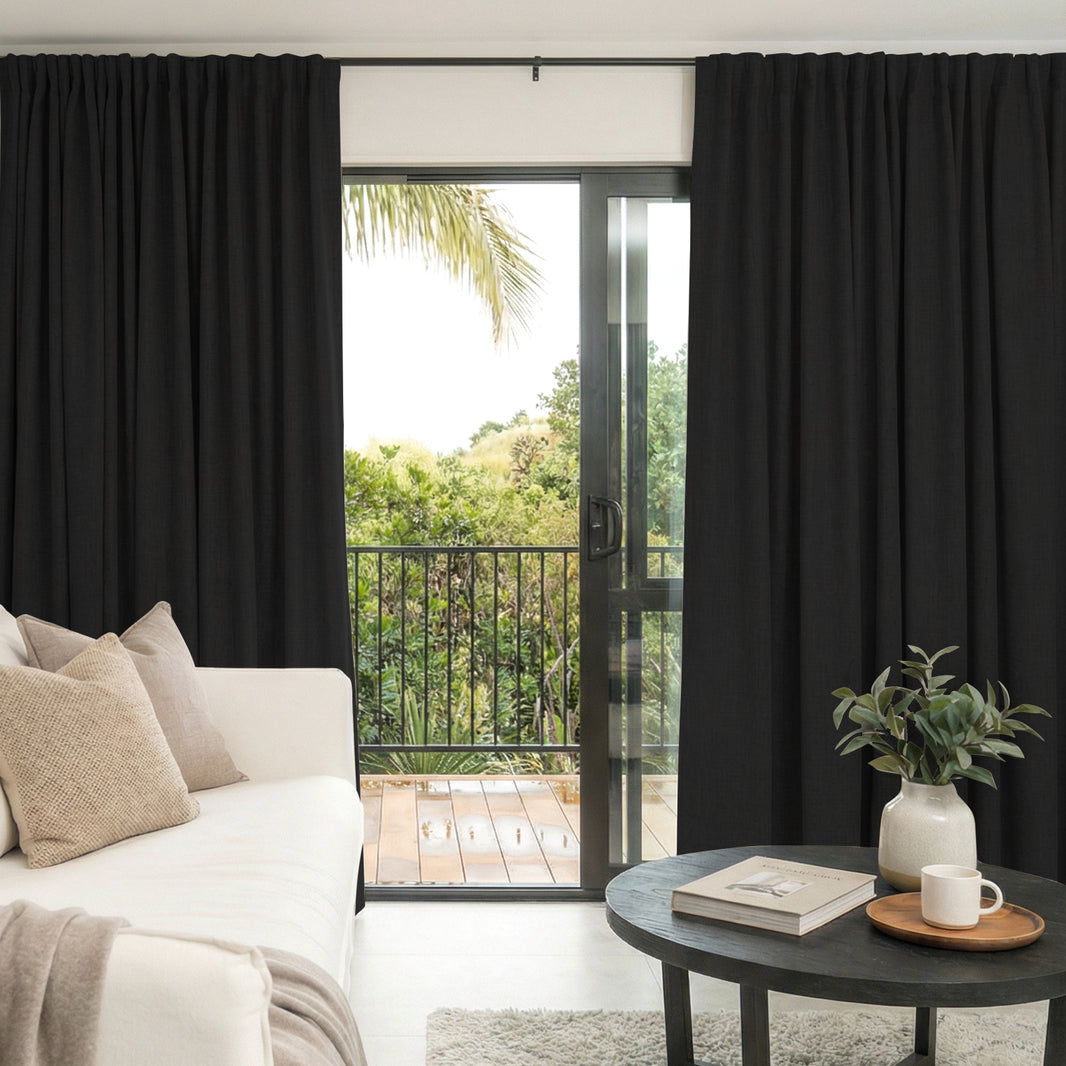 Cortinas opacas de lino personalizadas Joydeco