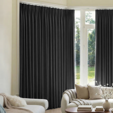 Mason Triple Weave blackout curtains in dark grey, offering custom window treatments and light control.