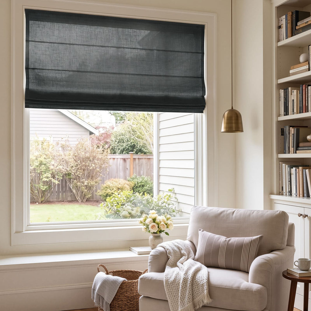 Emery Linen Light Filtering Roman Shade