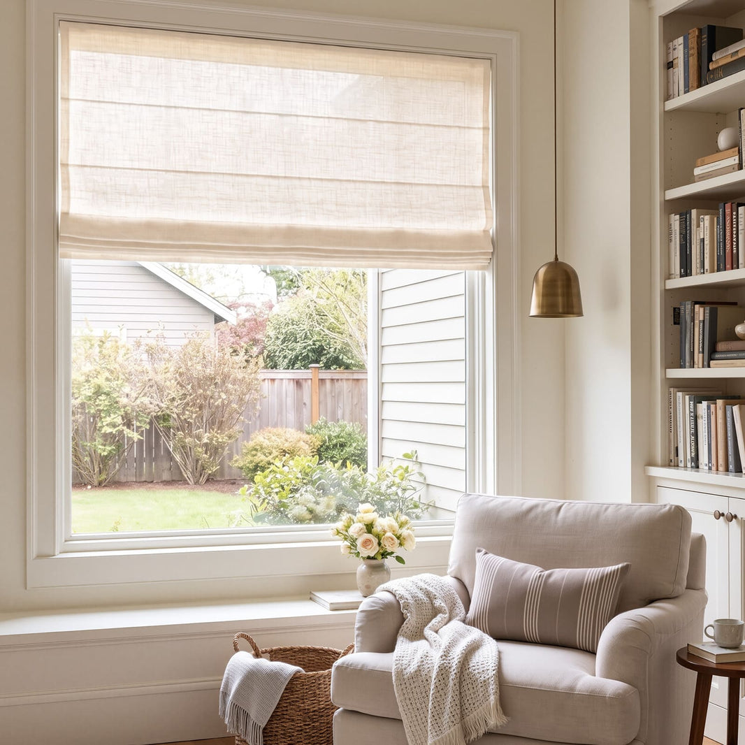 Emery Linen Light Filtering Roman Shade