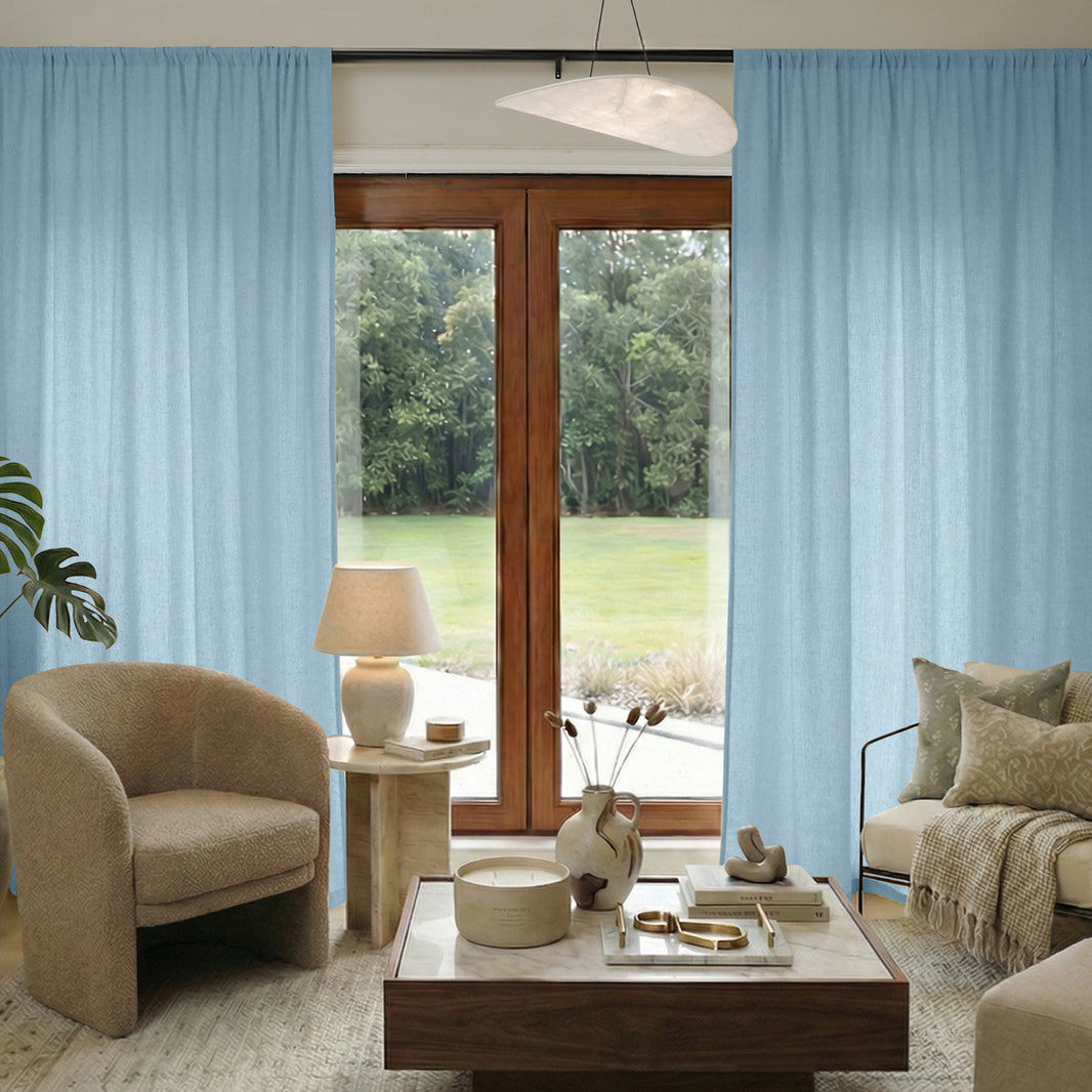 Essential Faux Linen 100% Blackout Curtain