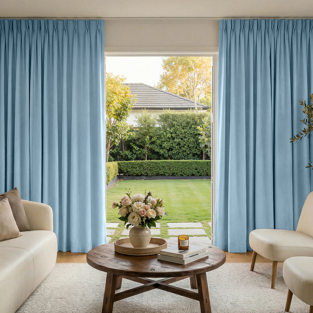 Cortinas Joydeco de lino personalizadas con solapa trasera y bolsillo para barra