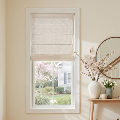 Braden Cotton Linen Light Filtering No-Drill Roman Shade