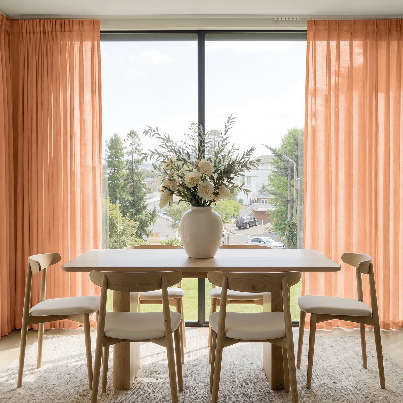 Willow lightweight peach linen-blend light filtering curtains