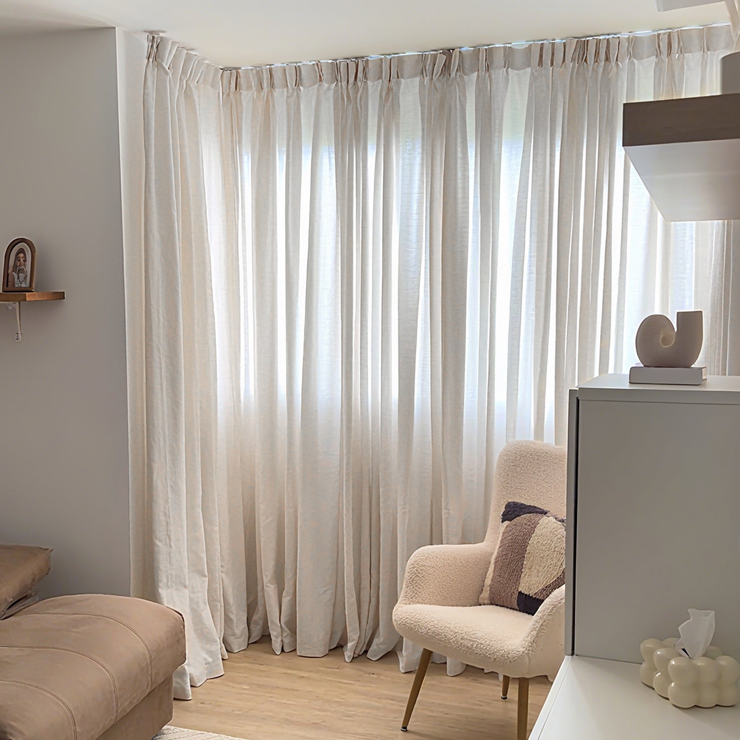Joydeco Linen Living Room Curtain | Semi-Sheer Light Filtering Panel with Rod Pocket & Back Tab