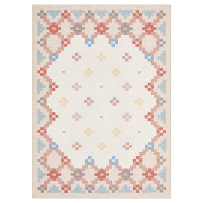 Joydeco Checkered Pink Kitchen Runner Rug Non Slip, Washable Bathroom, Modern Soft Low-Pile Ultra Thin Indoor Floor Throw Carpet for Bedroom Laundry Room Entrance Entryway