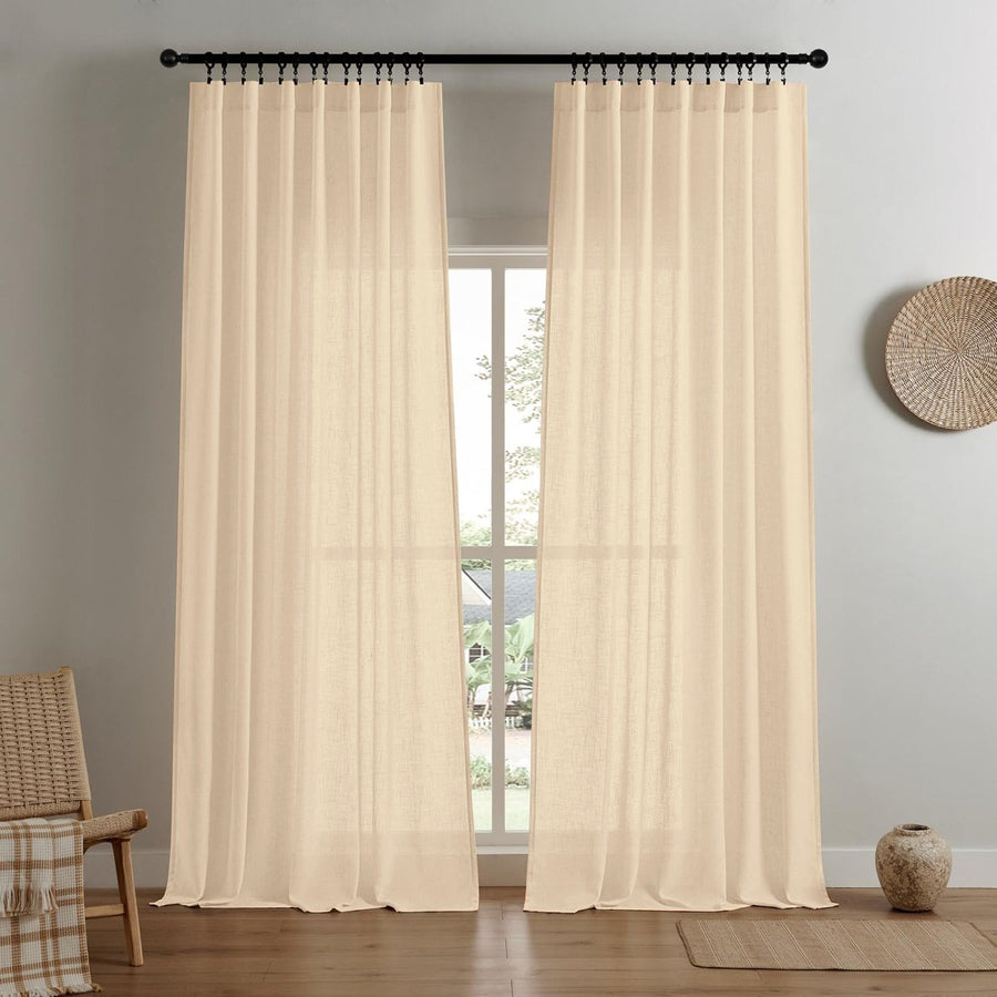 Rideaux filtrant la lumière en lin écru Joydeco sur mesure