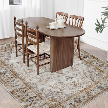 Joydeco Runner Rug Non Slip Machine Washable Vintage Rug, Low Pile Non Slip Chenille Print Rugs for Living Room, Entryway, Bedroom, Kitchen and Corridor, Bathroom