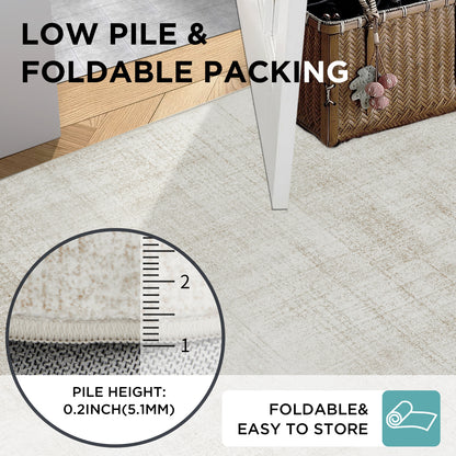 Joydeco Living Room Rug, Non Slip Machine Washable Vintage Runner Rug, Low Pile Lightweight Chenille Print Rugs for Entryway, Hallway, Bedroom, Kitchen and Corridor