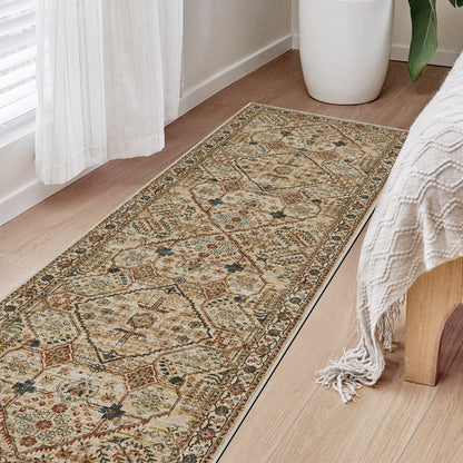 Joydeco Living Room Rug, Non Slip Machine Washable Vintage Runner Rug, Low Pile Lightweight Chenille Print Rugs for Entryway, Hallway, Bedroom, Kitchen and Corridor