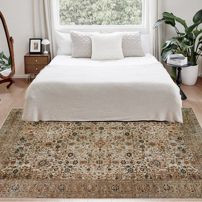 Joydeco Living Room Rug, Non Slip Machine Washable Vintage Runner Rug, Low Pile Lightweight Chenille Print Rugs for Entryway, Hallway, Bedroom, Kitchen and Corridor