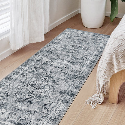 Joydeco Living Room Rug, Non Slip Machine Washable Vintage Runner Rug, Low Pile Lightweight Chenille Print Rugs for Entryway, Hallway, Bedroom, Kitchen and Corridor