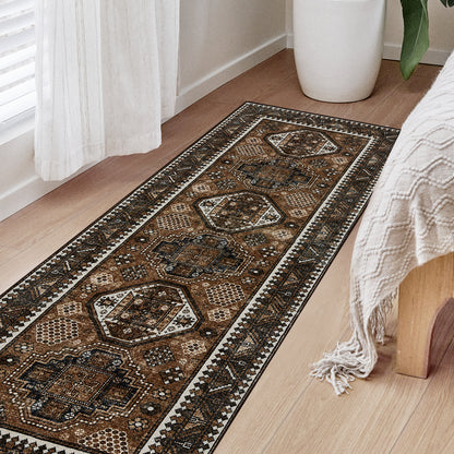 Joydeco Living Room Rug, Non Slip Machine Washable Vintage Runner Rug, Low Pile Lightweight Chenille Print Rugs for Entryway, Hallway, Bedroom, Kitchen and Corridor