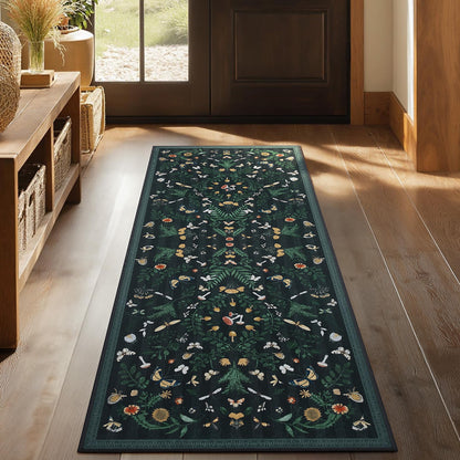 Joydeco Insect Washable Bathroom Rug, Botanical Kitchen Runner Rug Non Slip, Boho Ultra-Thin Soft Indoor Floor Carpet Runners for Hallways Entryway Entrance Laundry