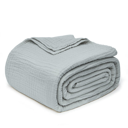 Joydeco 100% Cotton Muslin Throw Blanket for Couch Bed and Sofa, 4-Layer Lightweight and Breathable Soft Gauze Blanket for All Season, Luxury Throws Cotton Blanket Gift