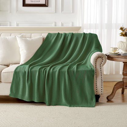 Joydeco Chunky Cable Knit Throw Blanket, Lightweight 100% Cotton Soft Cozy Throw Twin Blanket for Couch Bed and Sofa, Rustic Breathable Farmhouse Blanket Gift for Women Men