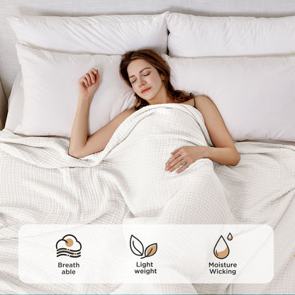 Joydeco 100% Cotton Muslin Throw Blanket for Couch Bed and Sofa, 4-Layer Lightweight and Breathable Soft Gauze Blanket for All Season, Luxury Throws Cotton Blanket Gift