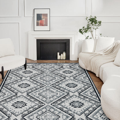 Joydeco Runner Rug Non Slip Machine Washable Vintage Rug, Low Pile Non Slip Chenille Print Rugs for Living Room, Entryway, Bedroom, Kitchen and Corridor, Bathroom