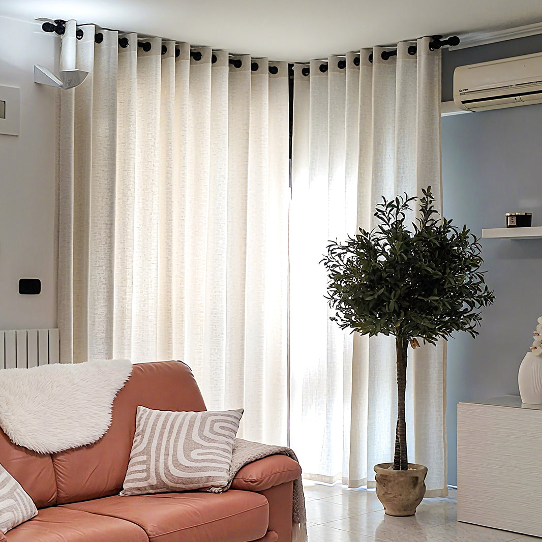 Joydeco Custom Linen Curtain | Semi-Sheer Light Filtering Panel with Rod Pocket & Back Tab