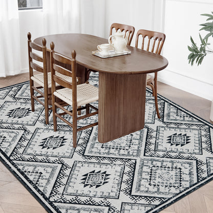 Joydeco Runner Rug Non Slip Machine Washable Vintage Rug, Low Pile Non Slip Chenille Print Rugs for Living Room, Entryway, Bedroom, Kitchen and Corridor, Bathroom