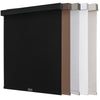 Joydeco cordless blackout roller shades in black, brown, textured gray, white, beige with aluminum valance. Available colors.