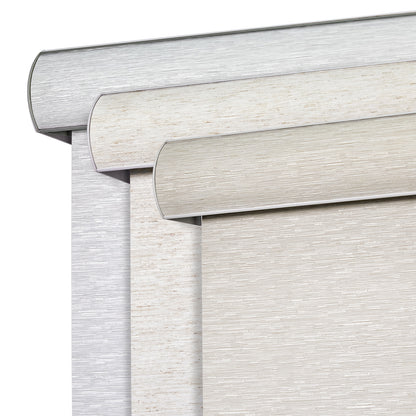 Joydeco Natural Woven Roller Shades for Indoor Windows, Cordless Blackout Blinds with Curved Valance, Thermal Insulated UV Protection Privacy Window Shades for Home and Office