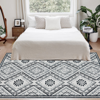 Joydeco Runner Rug Non Slip Machine Washable Vintage Rug, Low Pile Non Slip Chenille Print Rugs for Living Room, Entryway, Bedroom, Kitchen and Corridor, Bathroom