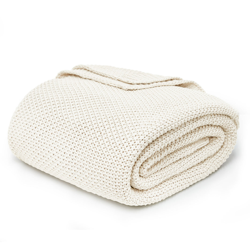 Manta de punto trenzado grueso Joydeco, ligera, 100 % algodón, suave y acogedora, para sofá cama o sofá, rústica y transpirable, ideal como regalo para mujeres y hombres. 