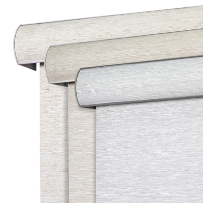 Joydeco Natural Woven Roller Shades for Indoor Windows, Cordless Blackout Blinds with Curved Valance, Thermal Insulated UV Protection Privacy Window Shades for Home and Office