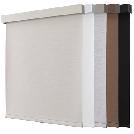 Joydeco 100% Blackout Roller Shades (Pro), Free-Stop Cordless Blinds for Windows, UV Protection, Natural Woven Blinds for Home and Office, Light-Proof Aluminum Cover