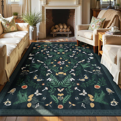 Joydeco Insect Washable Bathroom Rug, Botanical Kitchen Runner Rug Non Slip, Boho Ultra-Thin Soft Indoor Floor Carpet Runners for Hallways Entryway Entrance Laundry