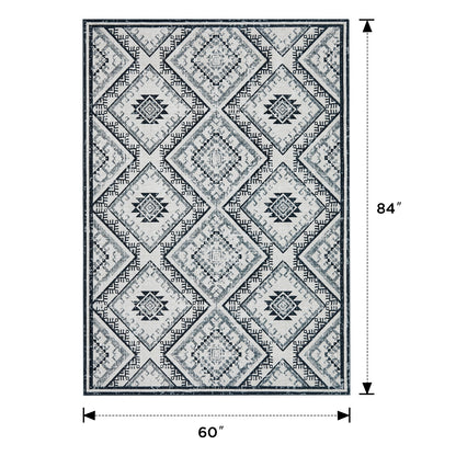Joydeco Runner Rug Non Slip Machine Washable Vintage Rug, Low Pile Non Slip Chenille Print Rugs for Living Room, Entryway, Bedroom, Kitchen and Corridor, Bathroom