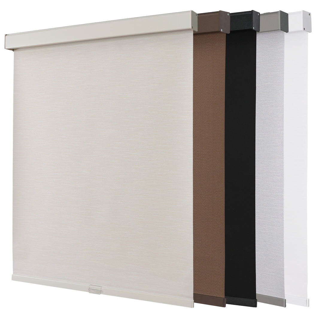 Joydeco 100% Blackout Roller Shades Cordless Blinds for Windows, Free-Stop Shades, UV Protection, Natural Woven Blinds for Home and Office, Light-Proof Aluminum Cover