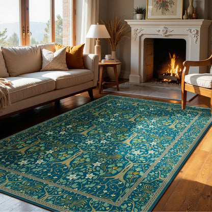 Joydeco Floral Washable Runner Rug for Kitchen, Forest Hallway Non Slip, Boho Botanical Ultra-Thin Soft Indoor Floor Throw Carpet for Bathroom Entryway Foyer
