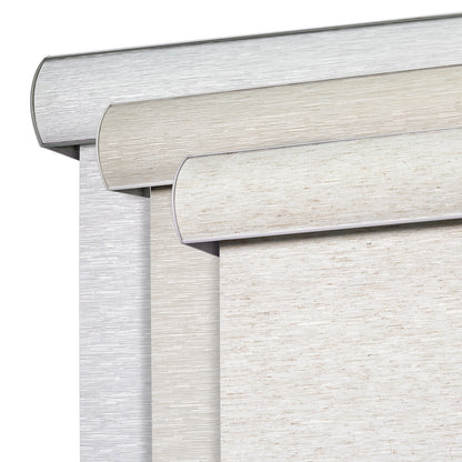 Joydeco Natural Woven Roller Shades for Indoor Windows, Cordless Blackout Blinds with Curved Valance, Thermal Insulated UV Protection Privacy Window Shades for Home and Office