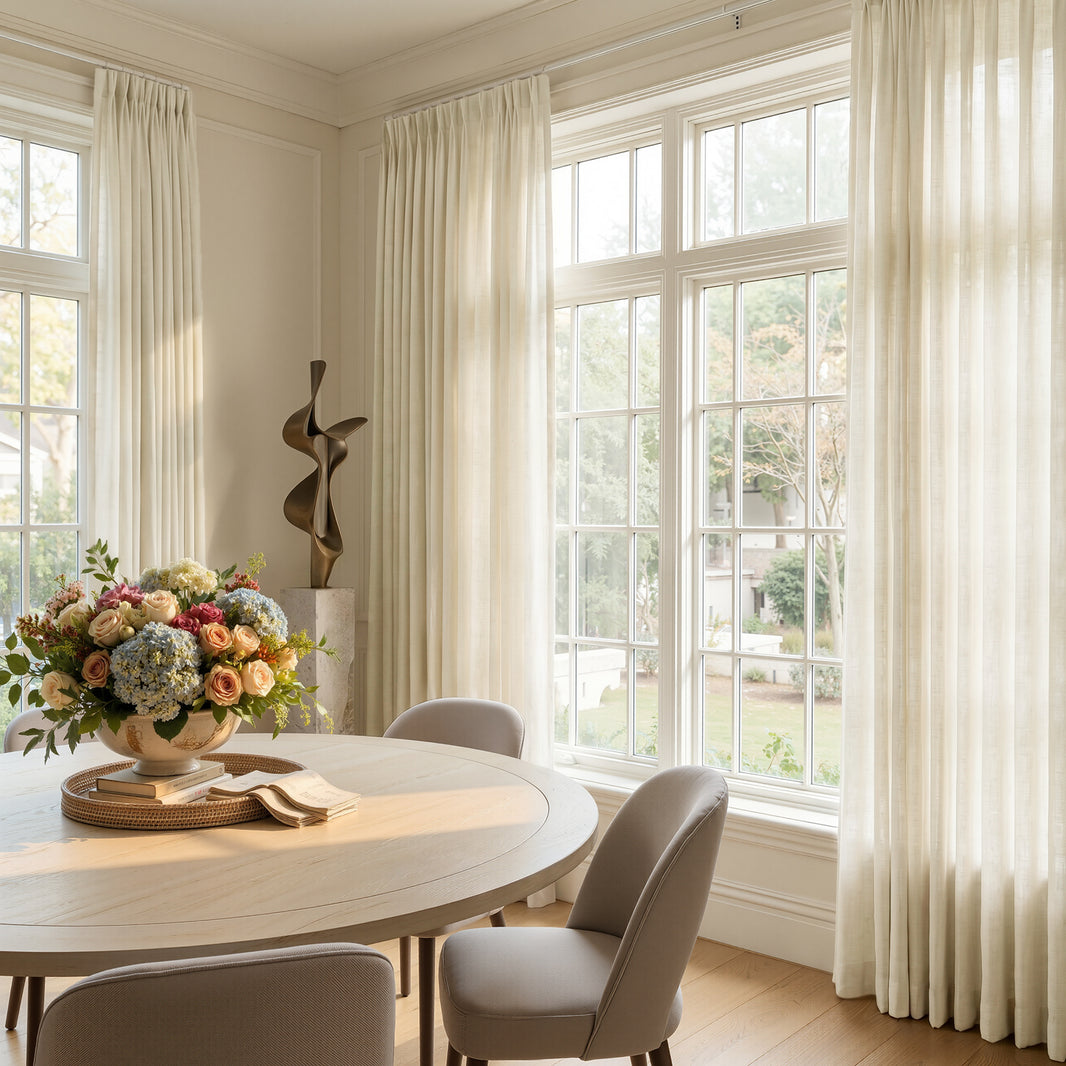 Cortinas de lino personalizadas con filtro de luz Joydeco