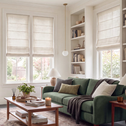 Oak Cotton Linen Semi-Blackout No-Drill Roman Shade