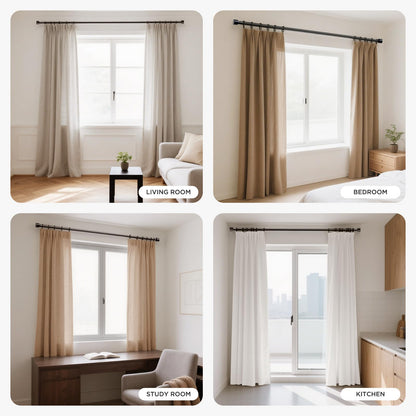 Joydeco Modern Brown Adjustable Curtain Rod 32 to 88 Inches - 1 Inch Diameter Heavy Duty Rod for Living Room & Bedroom