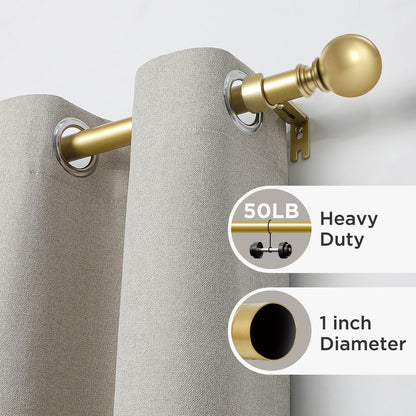 Joydeco Matte Black Adjustable Curtain Rod 32 to 120 Inches - 1 Inch Diameter Heavy Duty Rod for Sliding Doors, Patio & Outdoor