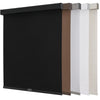 Joydeco cordless blackout roller shades: black, brown, gray, white, beige. Woven textures, aluminum valances.